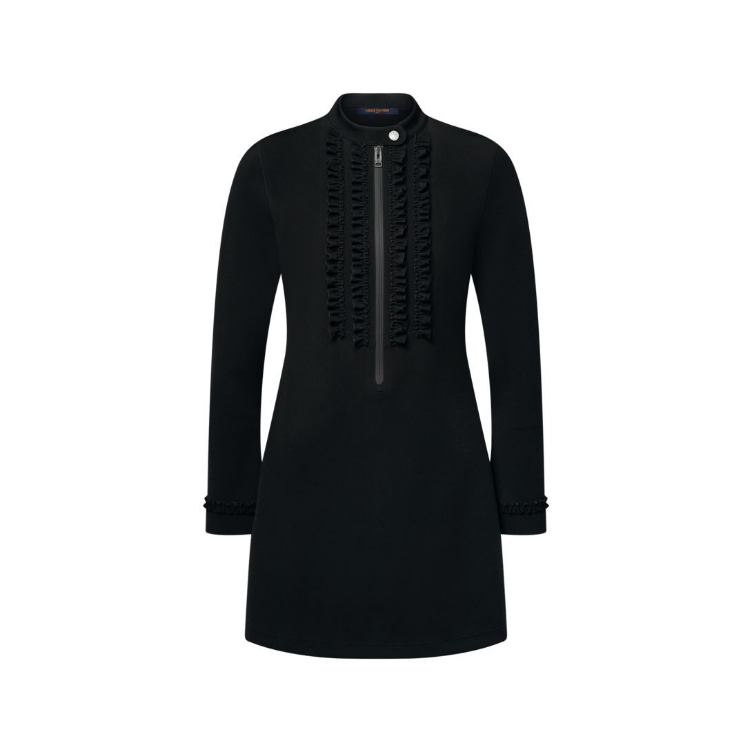 Ruffle Trim Long-Sleeved Technical Jersey Dress - Women - Ready-to